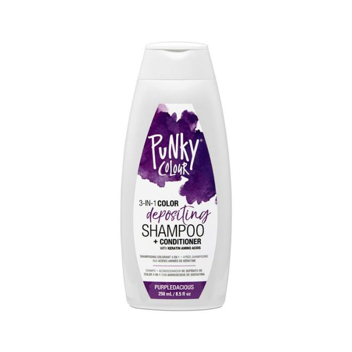 Front view of a 8.5 bottle of Punky Colour 3 in 1 Color Depositing Shampoo Conditioner Purpledacious