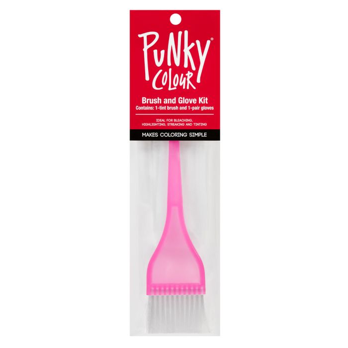 Punky Colour Pink Brush & Glove Kit in its plastic retail wall hook packaging with red product name label