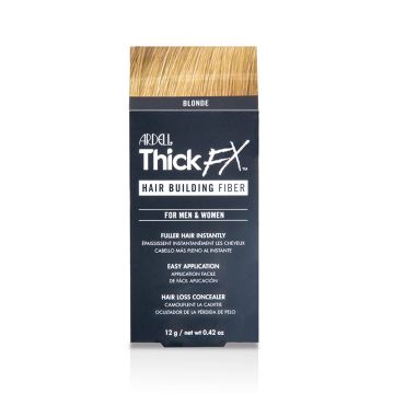 Thick FX Hair Building Fibers - Blonde retail box with printed product details in different laguages